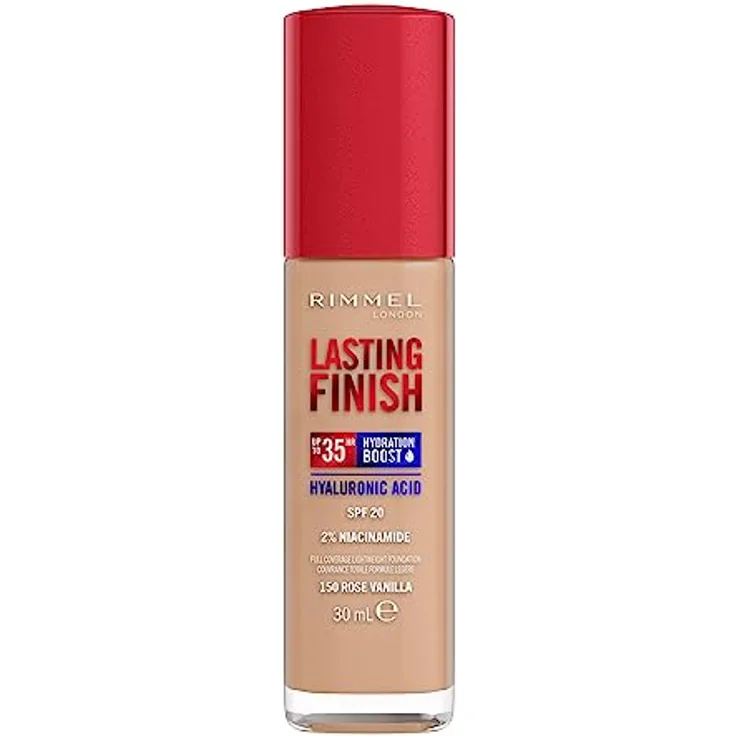 Rimmel London LASTING FINISH hydration boost SPF20 30ml, full coverage liquid foundation with unbeatable hydration and SPF20 protection