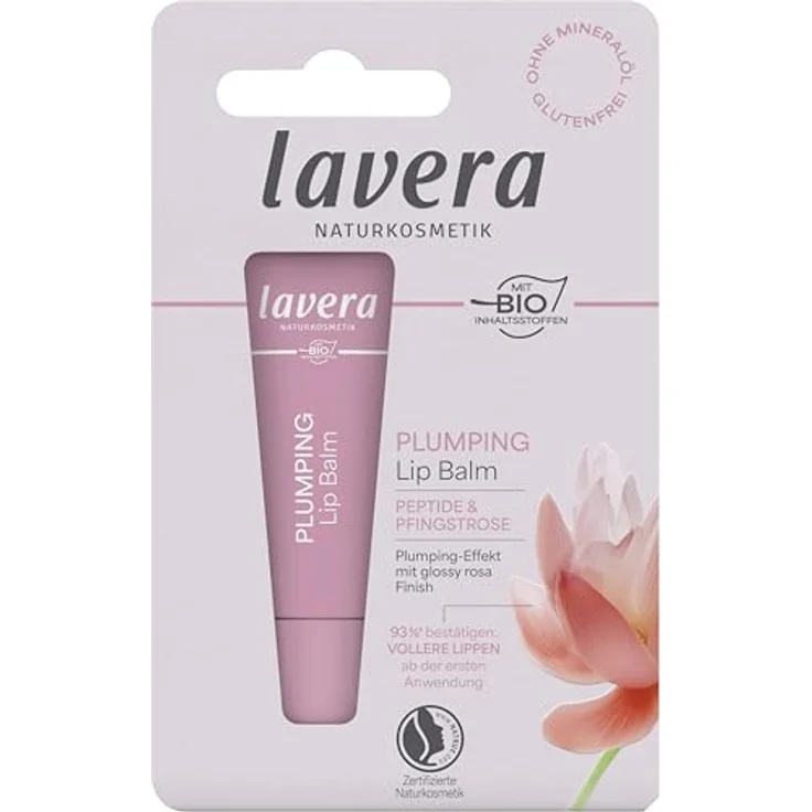 lavera Plumping Lippenbalsam, pflegt geschmeidig weich, rosa Finish, spendet Feuchtigkeit, glättet die Lippen, Naturkosmetik, 1 Stück – Bild 5