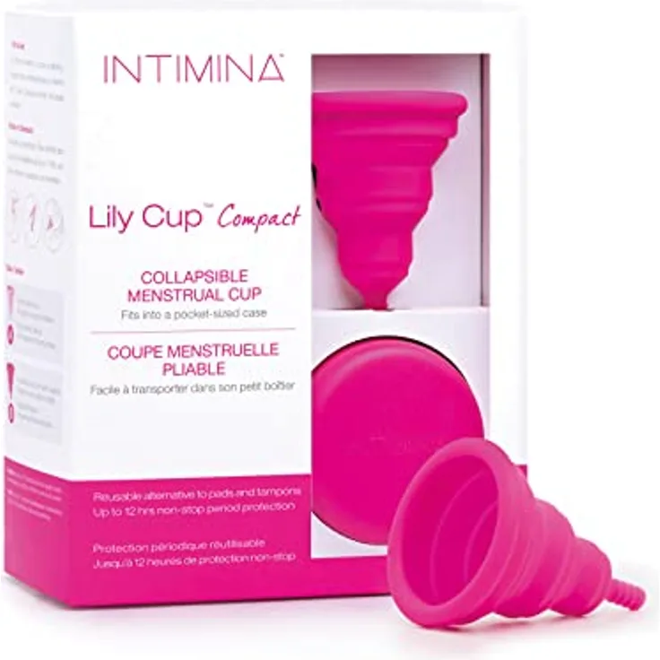 Intimina Lily Cup Compact B, Menstruationstasse 23 ml aus hypoallergenem Silikon, wiederverwendbar, für Sport und Schwimmen geeignet, inkl. Textilbeutel