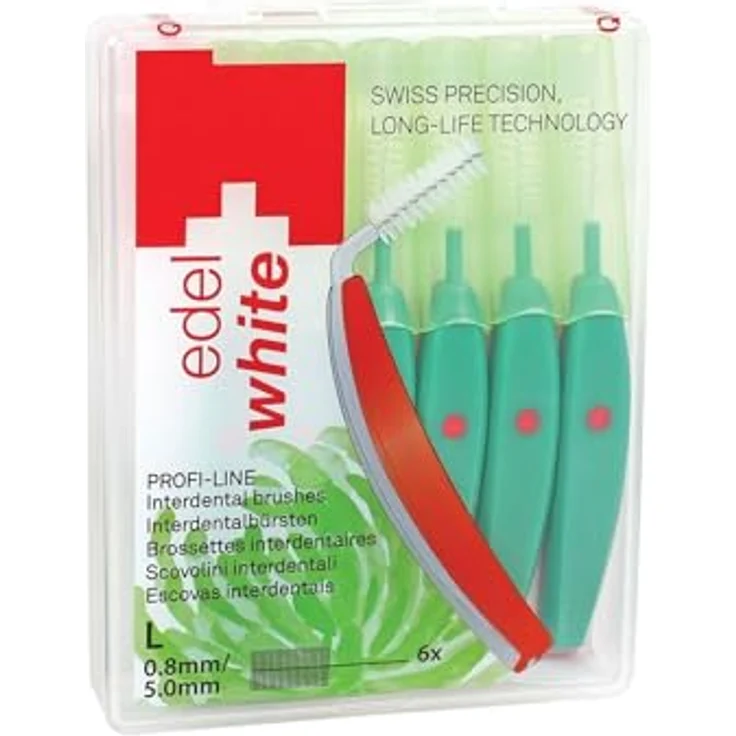 Edel&White Interdental Brush L 0.8 mm 6 Stück zur gründlichen Zahnzwischenraumreinigung Interdentalbürsten Biegbar – Bild 2