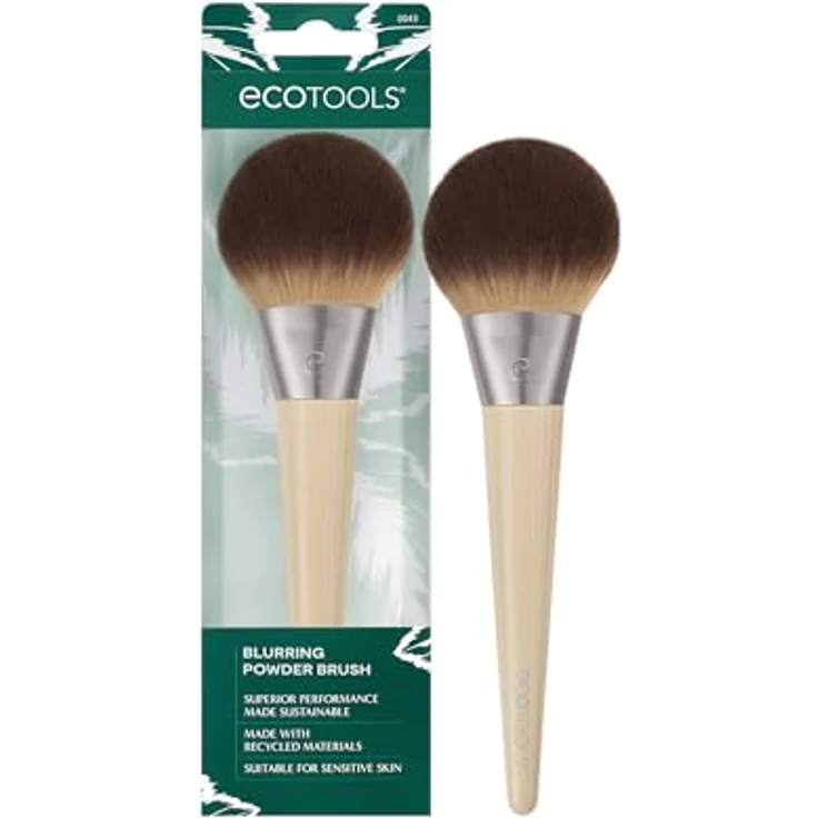 EcoTools Blurring Powder Makeup Brush für lose & gepresste Puder, großer, flauschiger Pinsel mit synthetischen Borsten, umweltfreundlich, tierversuchsfrei & vegan, 1 Stück – Bild 1