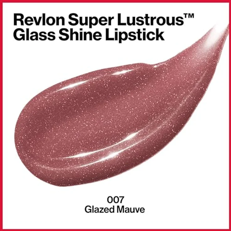 Revlon Super Lustrous Glass Shine Lipstick, Lippenstift mit brillanter Farbe und feuchtigkeitsspendender Formel mit Hyaluronsäure, Aloe und Rosenquarz, 007 Glazed Mauve, 3.1 ml – Bild 2