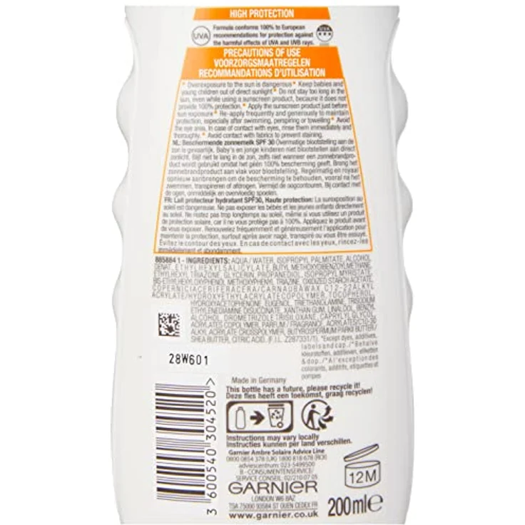 Garnier Ambre Solaire Ultra-Feuchtigkeitsschutz High Lotion LSF30 200 ml – Bild 3