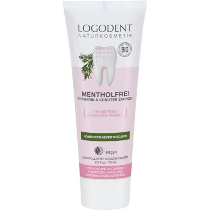 Logona Logodent Rosmarin Zahngel 5-Kräuter-Formel 75 ml, für saubere Zähne & frischen Atem – Bild 2