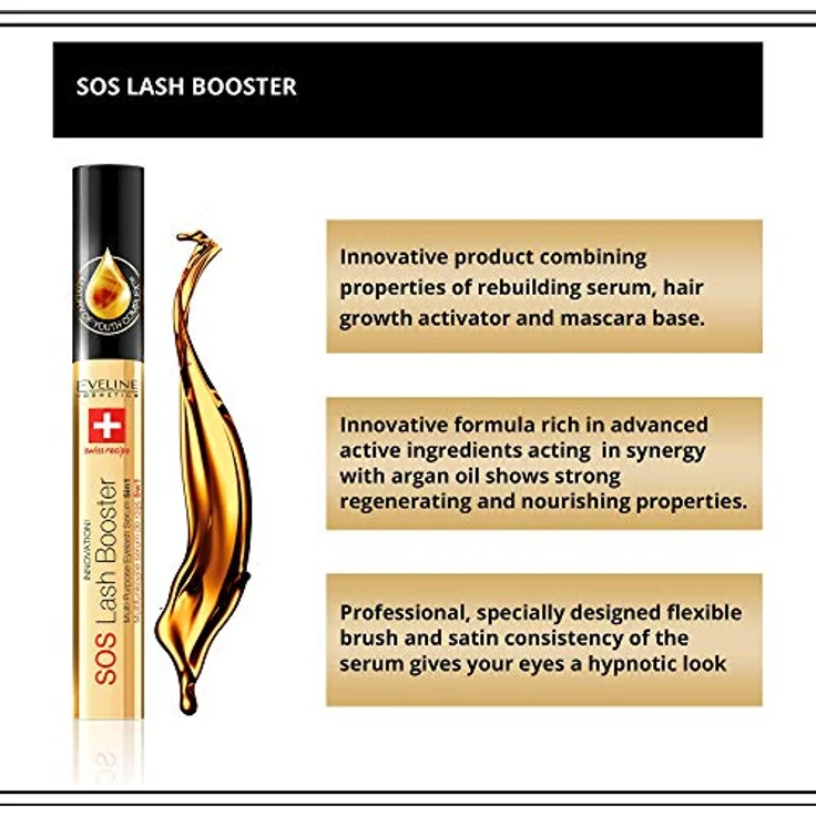 Eveline Sos Lash Booster With Argan Oil 5In1 Serum 10ml mit pflegender Wirkung für alle Hauttypen – Bild 3