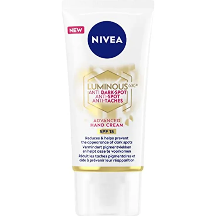 NIVEA Luminous 630 Anti Dark Spot Advanced Handcreme, 50 ml, Hautcreme angereichert mit Hyaluronsäure, pflegende Handcreme für leuchtende Haut