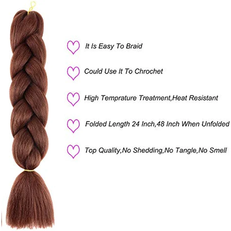 Shangxiu Braids Extensions, 24 Zoll Kanekalon Haarverlängerungen, 6 Stück, dunkelbraun, für Afro-Zöpfe und Box Crochet Braids – Bild 2