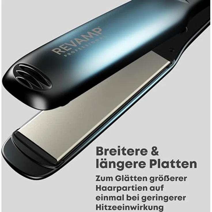 REVAMP ST-2000-EU Haarglätter, Ionen-Technologie, bis 235 °C, extra lange (35 mm) und lange (130 mm) Platten, blau-metallic – Bild 3