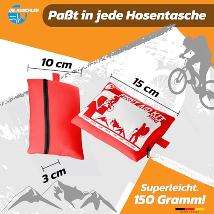 DR.KUECHLER MEDICAL Mini Erste-Hilfe-Set, kompakt 15x10x3 cm, rot und leicht – Bild 6