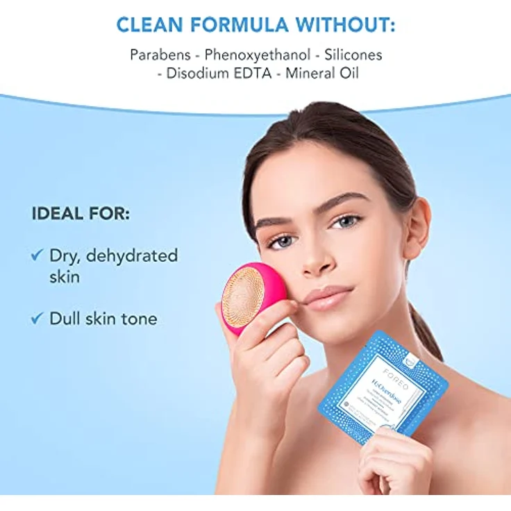 Foreo UFO Maskenpads H2Overdose 2.0, ultra-hydratisierende Anti-Pickel-Masken mit Hyaluronsäure und Ceramid 3, 6 g – Bild 3