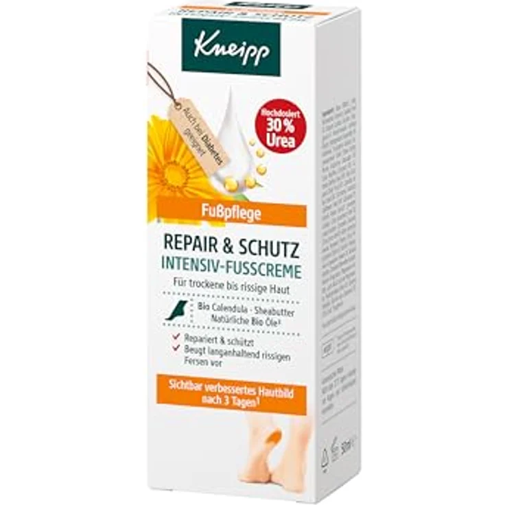 Kneipp Repair & Schutz Intensiv-Fußcreme, 30% Urea, für trockene bis rissige Haut, 50 ml, mit Bio-Ölen und Sheabutter – Bild 2