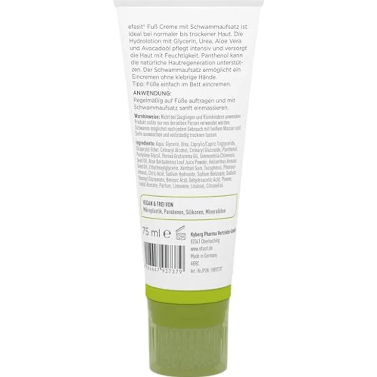 Efasit efasit Fußcreme mit Schwammaufsatz, Urea Fusscreme für trockene Füße, Anwendung ohne klebrige Hände, 75 ml – Bild 5
