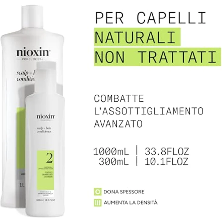 NIOXIN System 2 Scalp + Hair Conditioner - Stärkende Spülung für natürliches Haar mit fortschrittlicher Ausdünnung - mit Biotin und Niacinamid (300 ml) – Bild 2
