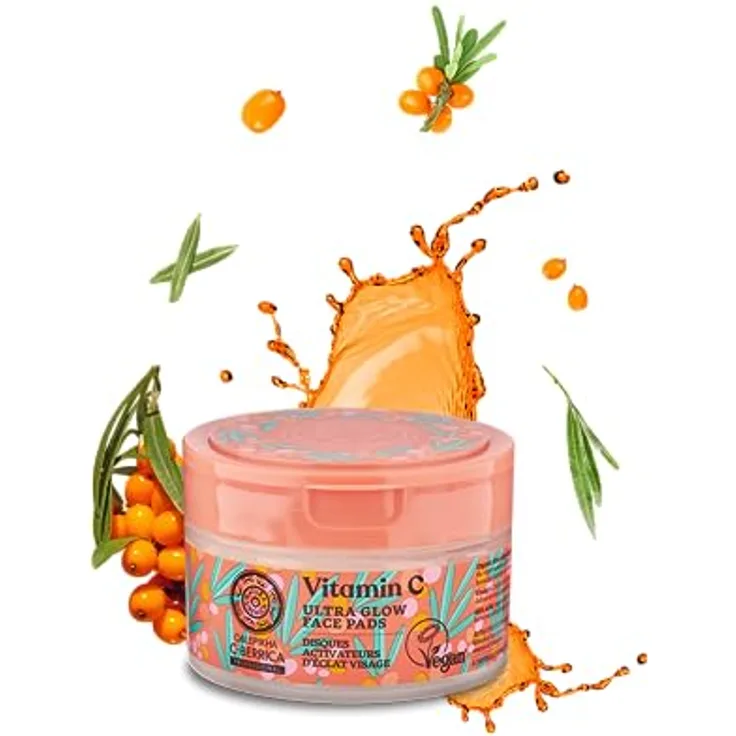 Natura Siberica Ultra Glow Face Pads, Gesichtsreinigung mit Oblepikha, 20 St., 35g, vegan