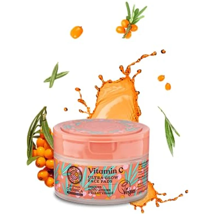 Natura Siberica Ultra Glow Face Pads, Gesichtsreinigung mit Oblepikha, 20 St., 35g, vegan – Bild 1
