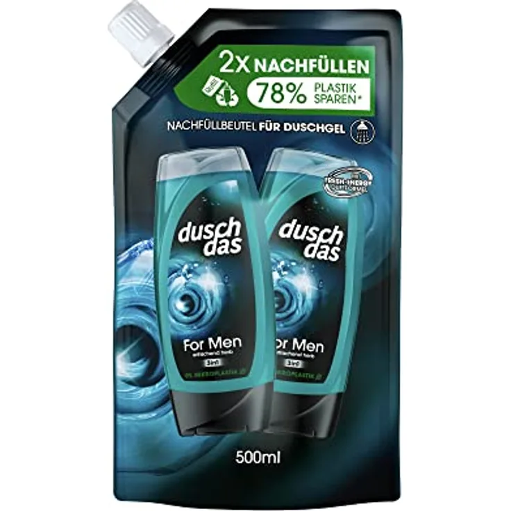 Duschdas 3-in-1 Duschgel & Shampoo For Men Nachfüllbeutel Duschbad mit Fresh-Energy-Duftformel 500 ml 1 Stck