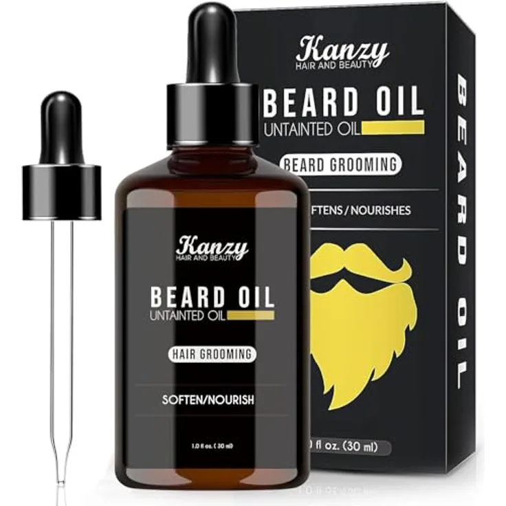 KANZY Bartöl Herren, 30ml Beard Oil für gesundes Bartwachstum mit Aloe Vera, Jojoba und Vitamin E, leicht parfümiert, perfekt als Geschenkset für Männer