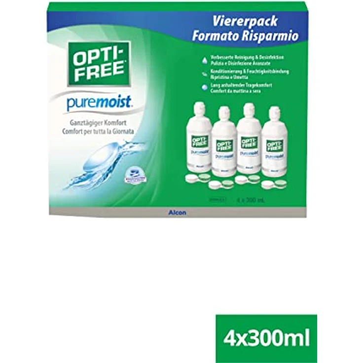 Opti-Free PureMoist Kontaktlinsen-Pflegemittel, Systempack, 1200 ml All-in-One-Lösung zur Reinigung, Desinfektion & Aufbewahrung – Bild 3
