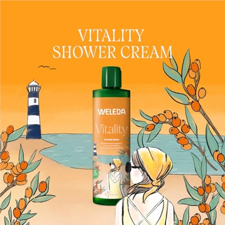WELEDA Bio Sanddorn Vitality XL Duschgel mit Grapefruit / Sandelholz Duft, 100% vegan (1x 400ml) – Bild 2