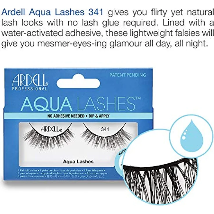ARDELL Aqua Lashes 341 - selbstklebende künstliche Wimpern aus Echthaar | kein Wimpernkleber notwendig, Aktivierung der Fake Lashes durch Wasser | Allergiker freundlich, vegan & wieder verwendbar – Bild 3