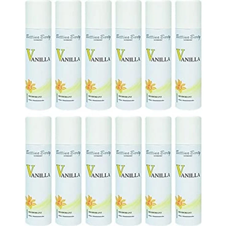 Bettina Barty Vanilla Deodorant Spray, Mildes Deospray ohne Aluminiumsalze, 12 x 150 ml Sparset – Bild 1