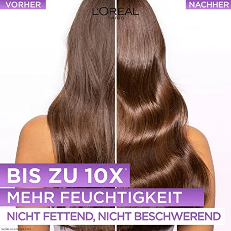 L'Oréal Paris Elvital feuchtigkeitsspendende Haarmaske, Leave In für glänzendes und gesundes Haar über Nacht, Mit Hyaluron für einen Feuchtigkeitsboost, Hydra Hyaluronic Overnight Mask, 1 x 200 ml – Bild 4