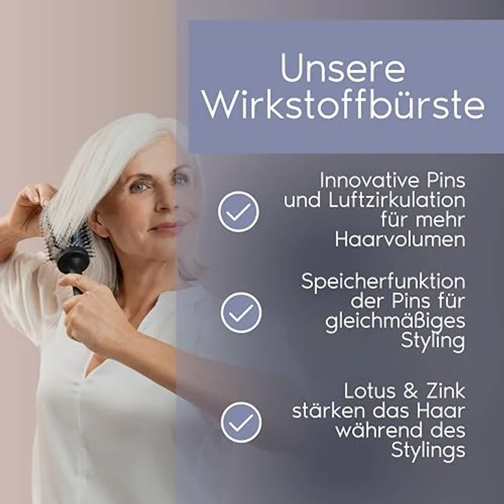 PARSA Beauty Professional Wirkstoffbürste Lotus + Zink (Volumen Rundbürste 44mm) – Glanz und Volumen für lockiges und langes Haar – Bild 3