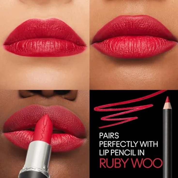 MAC Macximal Silky Matte Lipstick - Ruby Woo 3,5 g - Lang anhaltende Farbe und seidiges Finish – Bild 3