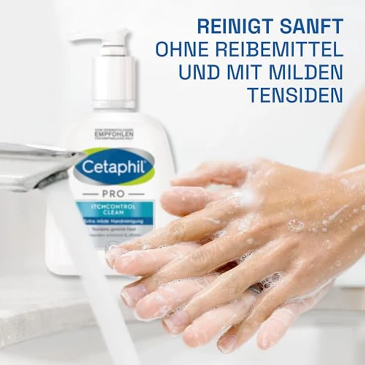 CETAPHIL PRO ItchControl Clean Extra Milde Handreinigung, 236ml, Für trockene, gereizte Haut, Entfernt 99 Prozent der Bakterien sowie Verschmutzungen besonders schonend und effektiv, Vegan, Seifenfrei – Bild 3
