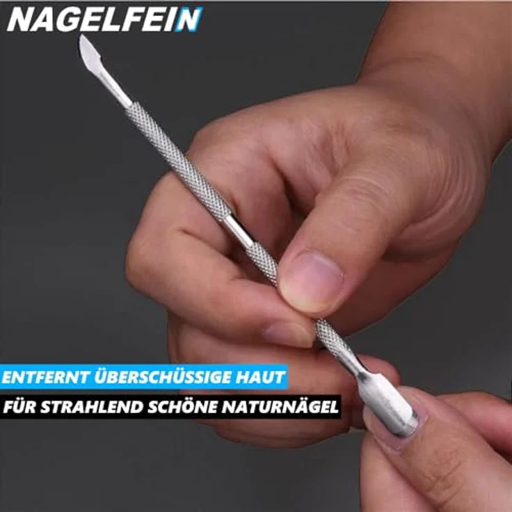 MAVURA NAGELFEIN 2in1 Nagelhautschieber und Nagelreiniger, Edelstahl-Metallschieber Hohlmeißel, Silber – Bild 4