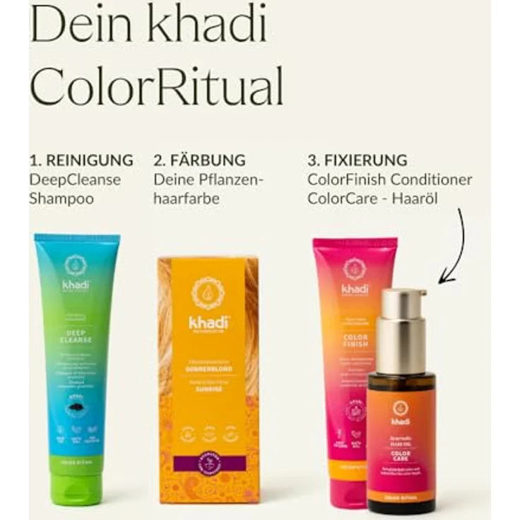 khadi Pflanzenhaarfarbe Sonnenblond 100g I Haarfarbe für warmes, sommerliches Blond I Naturhaarfarbe 100% pflanzlich – Bild 7