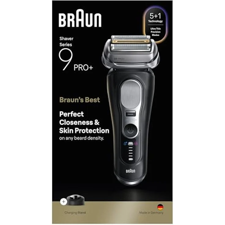 Braun Elektrorasierer Series 9 9610s, integrierter Präzisionstrimmer, Pro-SensoAdapt, 5+1 ultradünne Präzisionsklingen, wasserdicht, inkl. Ladeständer und Reiseetui – Bild 3