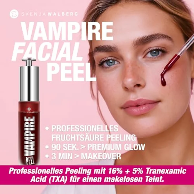 Svenja Walberg VAMPIRE FACIAL PEEL® Fruchtsäurepeeling 16% AHA + 5% TXA, vegan, pH 3.0, sofortige Glow-Effekte, gegen Pigmentflecken, ready to use – Bild 2