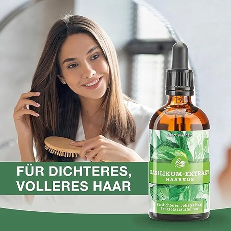 Kräuterhaus Sanct Bernhard Basilikum-Extrakt-Haarkur | 100ml | Gegen Haarausfall & für dichteres Haar | Made in Germany – Bild 2