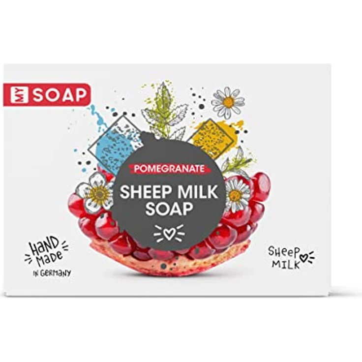MY SOAP Schafmilchseife, Natural by accentra, handgefertigte Schafmilchseife MY SOAP in Papierschachtel, 100g, Motiv/Duft: Granatapfel – Bild 2