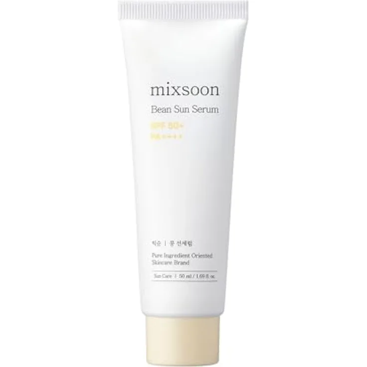 mixsoon Bean Sun Serum SPF 50+ PA++++, leichtes koreanisches Sonnenschutz-Serum mit Niacinamid und Hyaluronsäure, 50 ml, ohne Weißschleier, riff-sicher, feuchtigkeitsspendend
