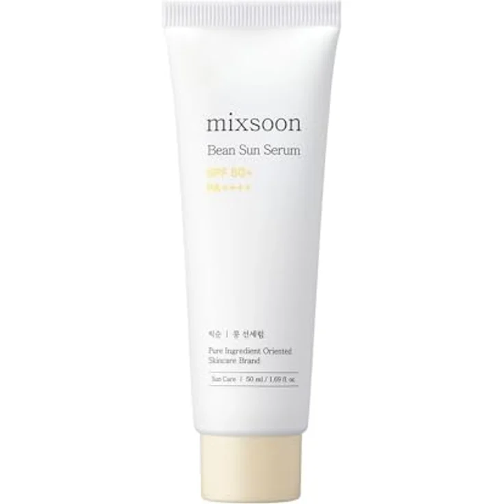 mixsoon Bean Sun Serum SPF 50+ PA++++, leichtes koreanisches Sonnenschutz-Serum mit Niacinamid und Hyaluronsäure, 50 ml, ohne Weißschleier, riff-sicher, feuchtigkeitsspendend