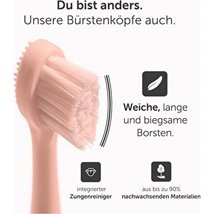 Wondersmile Ersatzbürsten Schallzahnbürste (Soft, Atomic Rose, 4er Pack) - Bürstenköpfe für Wondersmile Schallzahnbürste – Bild 2