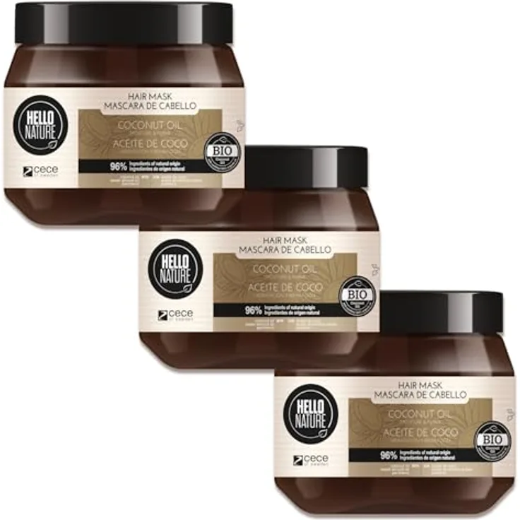 P-Beauty Naturkosmetik Haarmaske mit Kokosöl, Haarkur für trockenes & strapaziertes Haar, intensive Feuchtigkeit, Repair & Regeneration, 3x250ml
