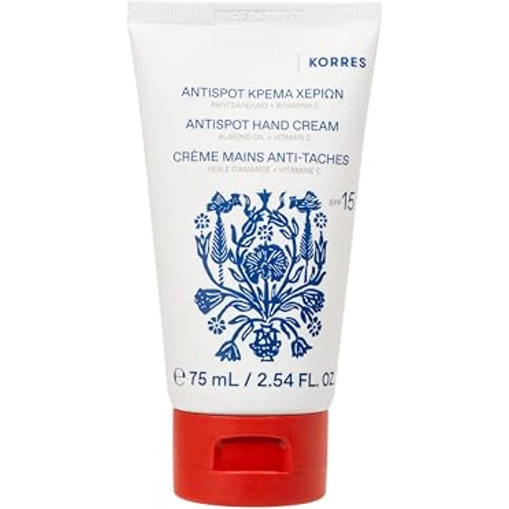 KORRES ALMOND OIL & VITAMIN C Anti-Spot Handcreme SPF 15, gegen Pigmentflecken, vegan, 75 ml – Bild 1