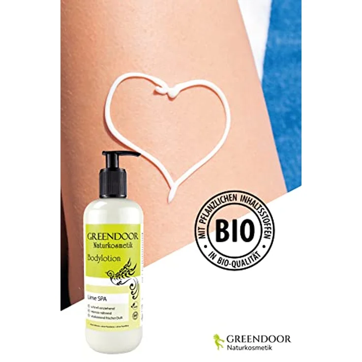 GREENDOOR Bodylotion Lime 500ml, Skin Food für trockene Haut, natürliche vegane Körpermilch mit Bio Sheabutter, frischer Duft, Naturkosmetik Lotion ohne Parabene Silikone, unisex – Bild 3