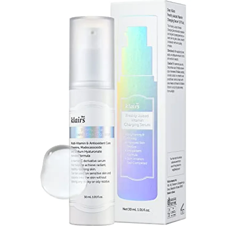 Dear Klairs Freshly Juiced Vitamin Charging Serum, Feuchtigkeitsserum mit Vitamin-C-Derivaten zur Revitalisierung und Auffrischung der Haut, 0,3 l