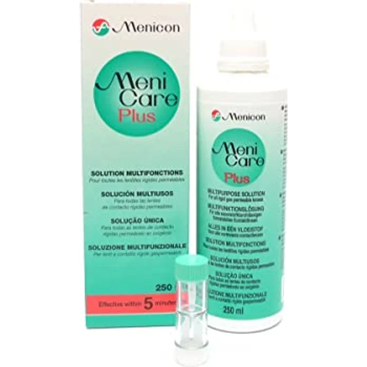 Menicon MeniCare Plus 250ml All-in-One-Lösung zur Reinigung, Desinfektion & Aufbewahrung – Bild 2