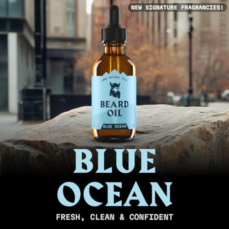Striking Viking Bartöl Blue Ocean, 60 ml, für Herren, wachstumsfördernd mit Argan- & Jojobaölen, spendet Feuchtigkeit & reduziert Juckreiz – Bild 4