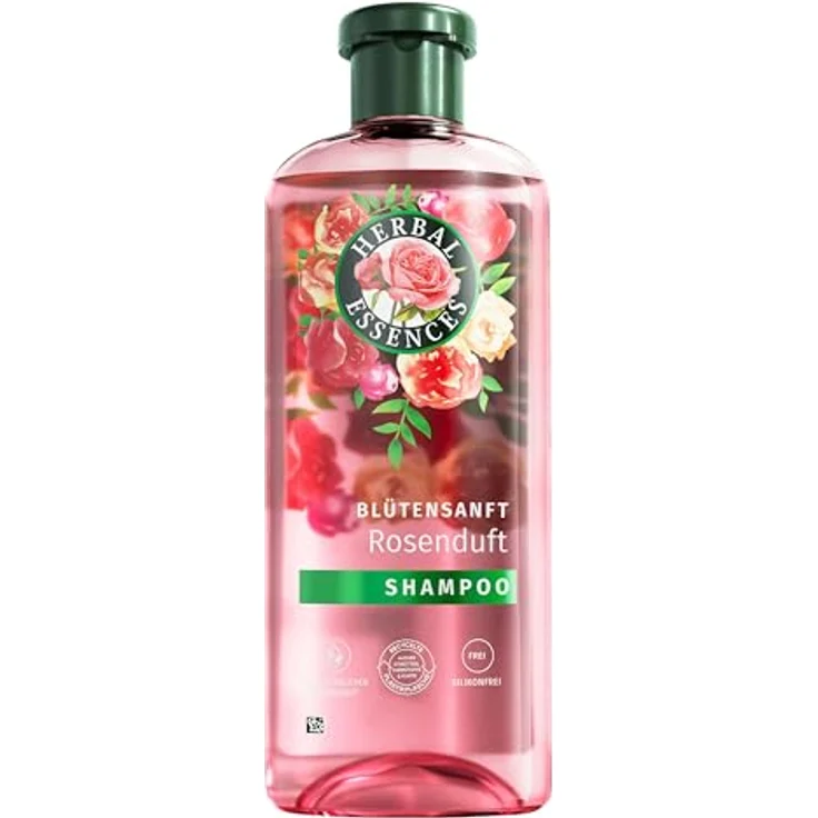 Herbal Essences Blütensanft Shampoo mit Rosenduft 350ml, Von stumpfem Haar zu seidig glänzendem Haar, Mit Rosenessenz, Natürliche Inhaltsstoffe, Vegan, Ohne Silikone – Bild 1