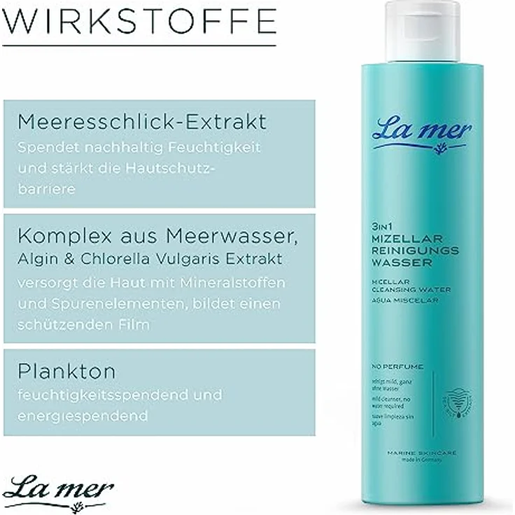La mer 3 in 1 Mizellar-Reinigungswasser - Reinigung, Augen Make-up Entferner und Gesichtswasser in einem - Spendet intensiv Feuchtigkeit - Pflegt gleichzeitig die empfindliche Augenpartie - 200 ml – Bild 3