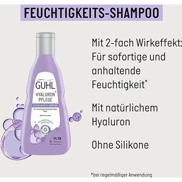 Guhl Hyaluron+ Pflege Feuchtigkeits-Shampoo - Intensive Feuchtigkeit & Pflege - 250 ml - Ohne Silikone - Mit natürlichem Hyaluron – Bild 4