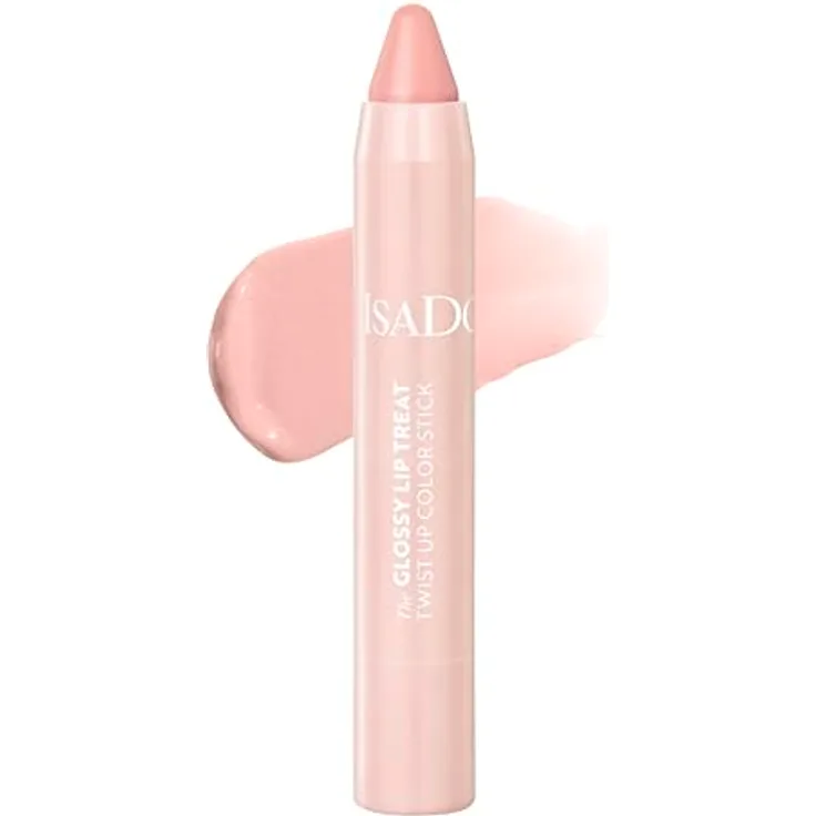 Isadora The Glossy Lip Treat Twist Up Color Stick - Clear Nude 00, 3,3 g, Lippenstift mit Squalan für gepflegte Lippen
