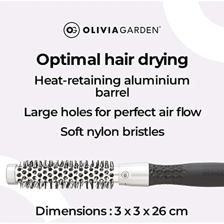 Olivia Garden - Essential Blowout Classic Haarbürste, 16 mm, hitzebeständiges Aluminium und antistatisch – Bild 4