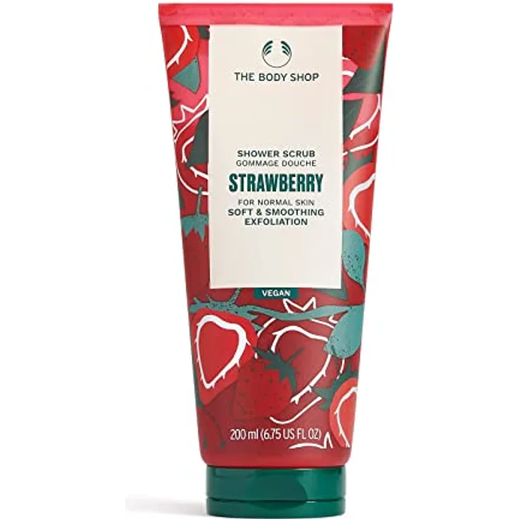 The Body Shop Erdbeere Körperpeeling, 200ml mit kaltgepresstem Erdbeerkernöl und äthiopischem Honig
